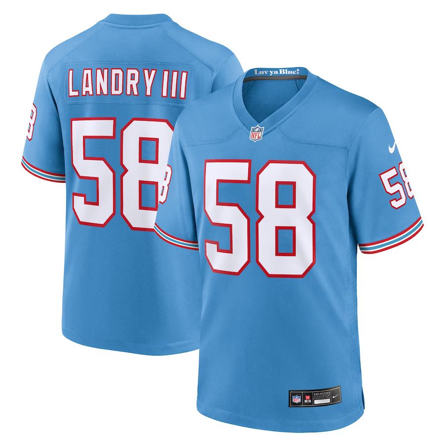 Men Tennessee Titans #58 Harold Landry Nike Light Blue Oilers Throwback Player Game NFL Jersey->customized nfl jersey->Custom Jersey